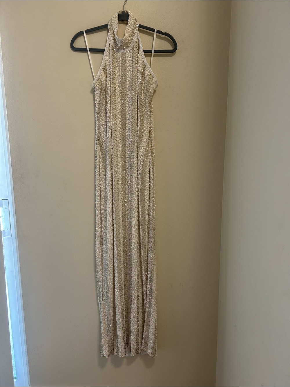 Vintage Lillie Rubin 100% silk fully beaded Halter gown size 10